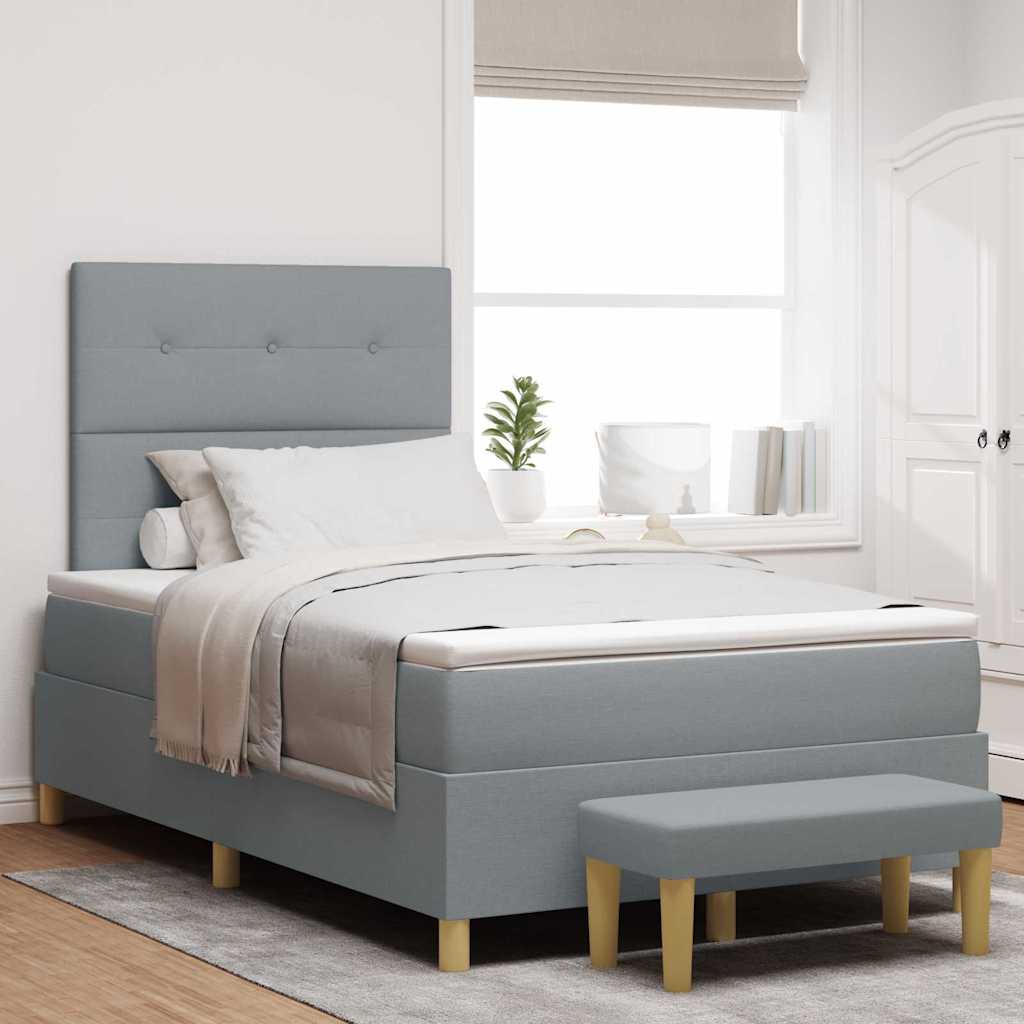 Box spring seng med hovedgærde Lysegrå 190 x 120 cm Stof