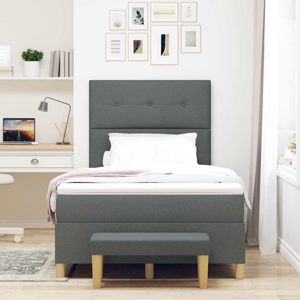 Box spring seng med hovedgærde Mørkegrå 190 x 120 cm Stof