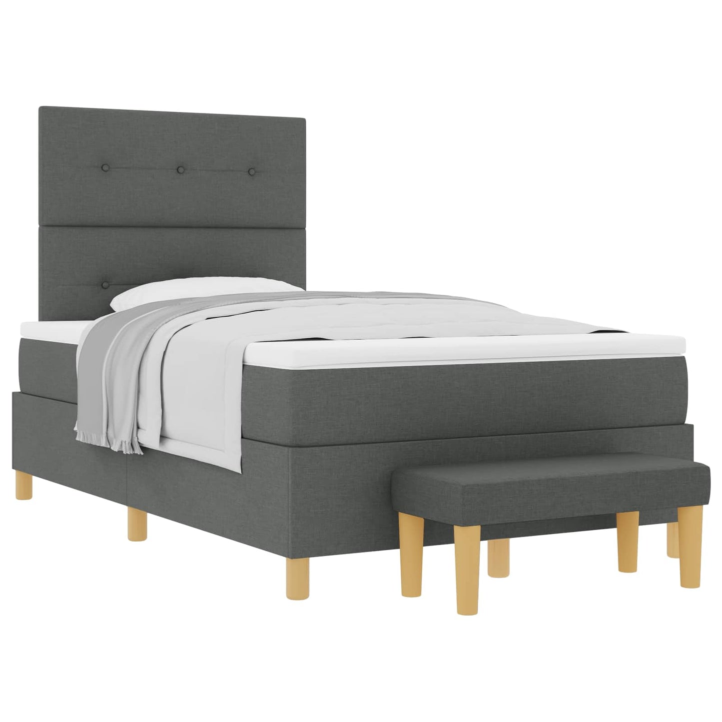 Box spring seng med hovedgærde Mørkegrå 190 x 120 cm Stof