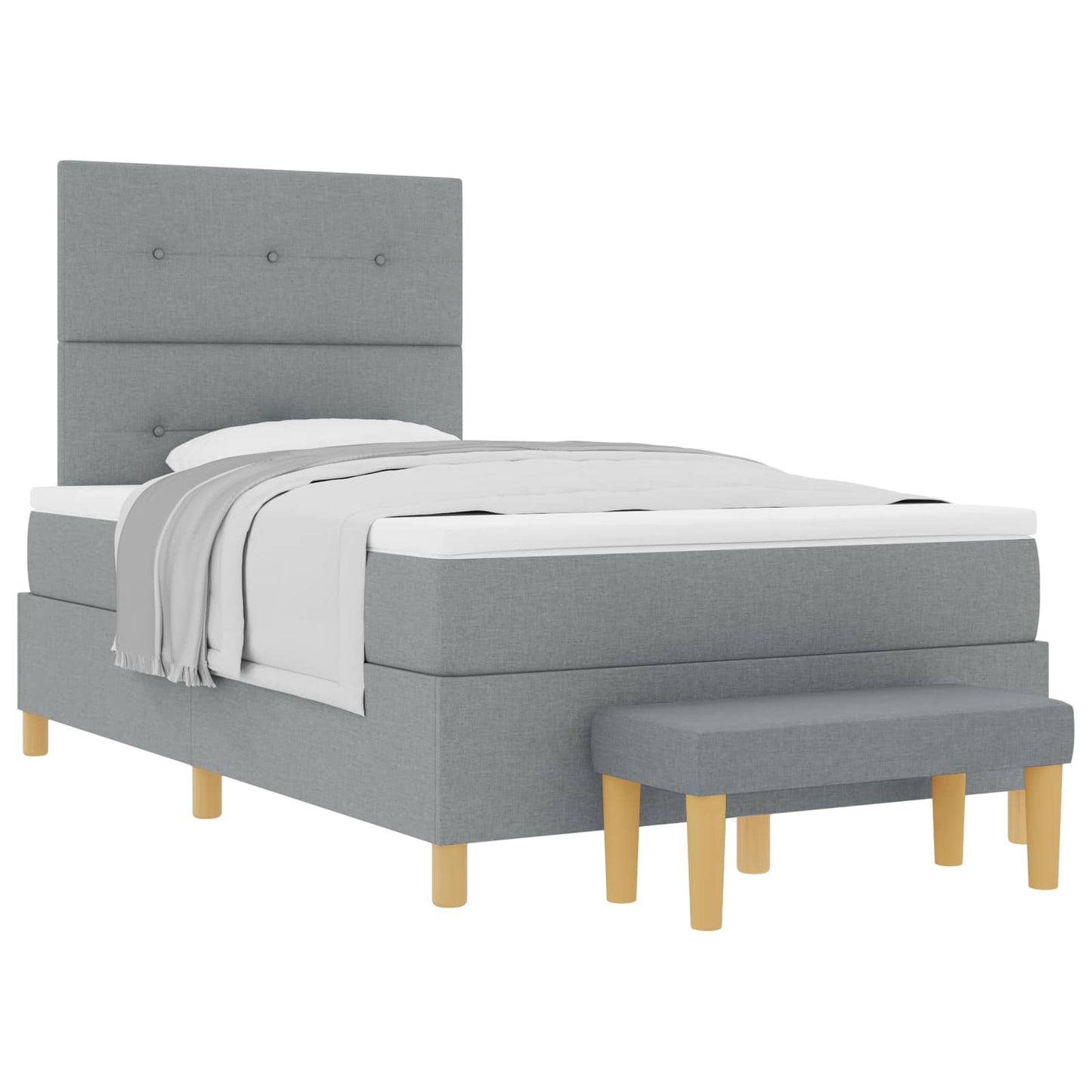 Box spring seng med hovedgærde Lysegrå 120 x 200 cm Stof