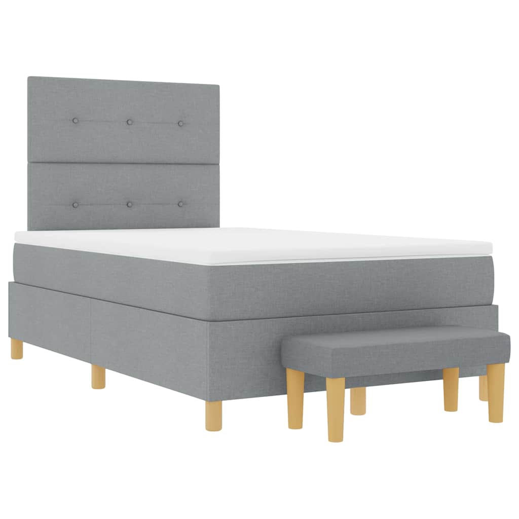 Box spring seng med hovedgærde Lysegrå 120 x 200 cm Stof