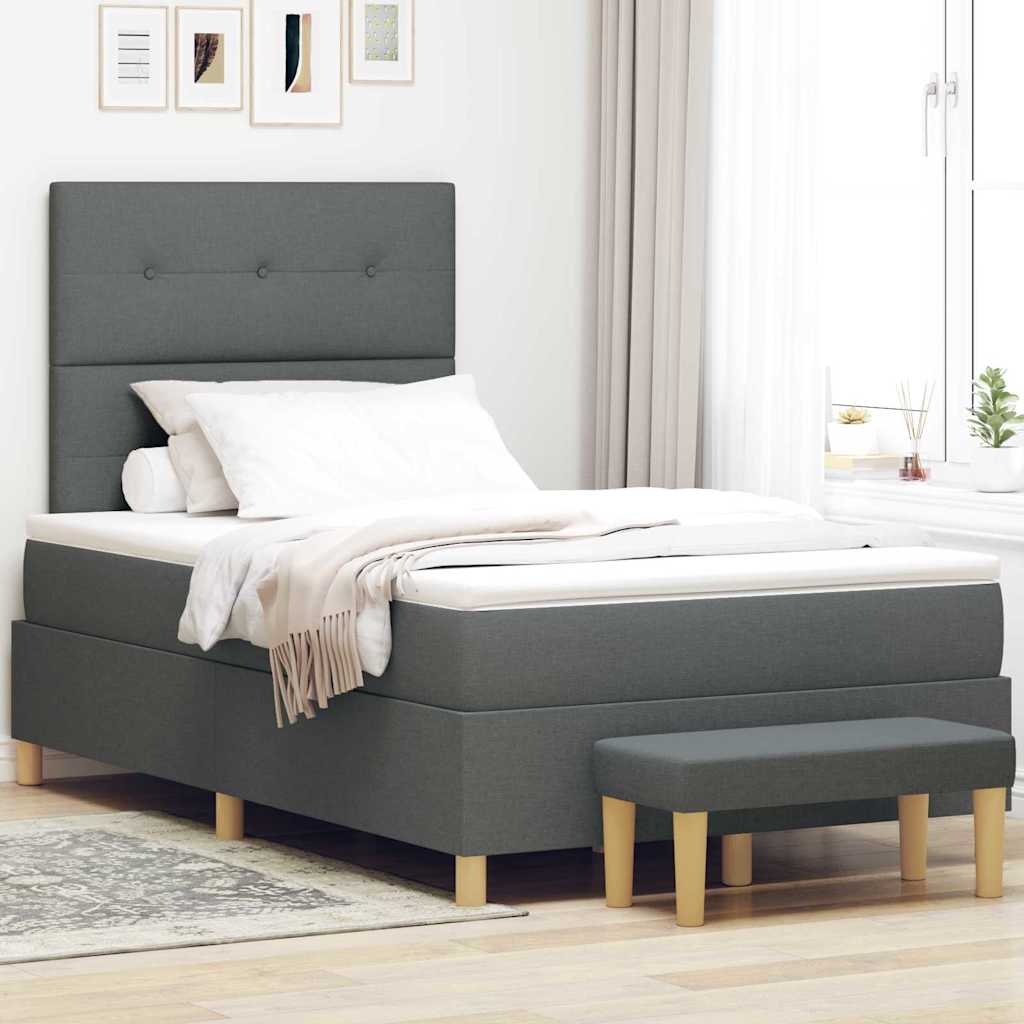 Box spring seng med hovedgærde Mørkegrå 200 x 120 cm Stof