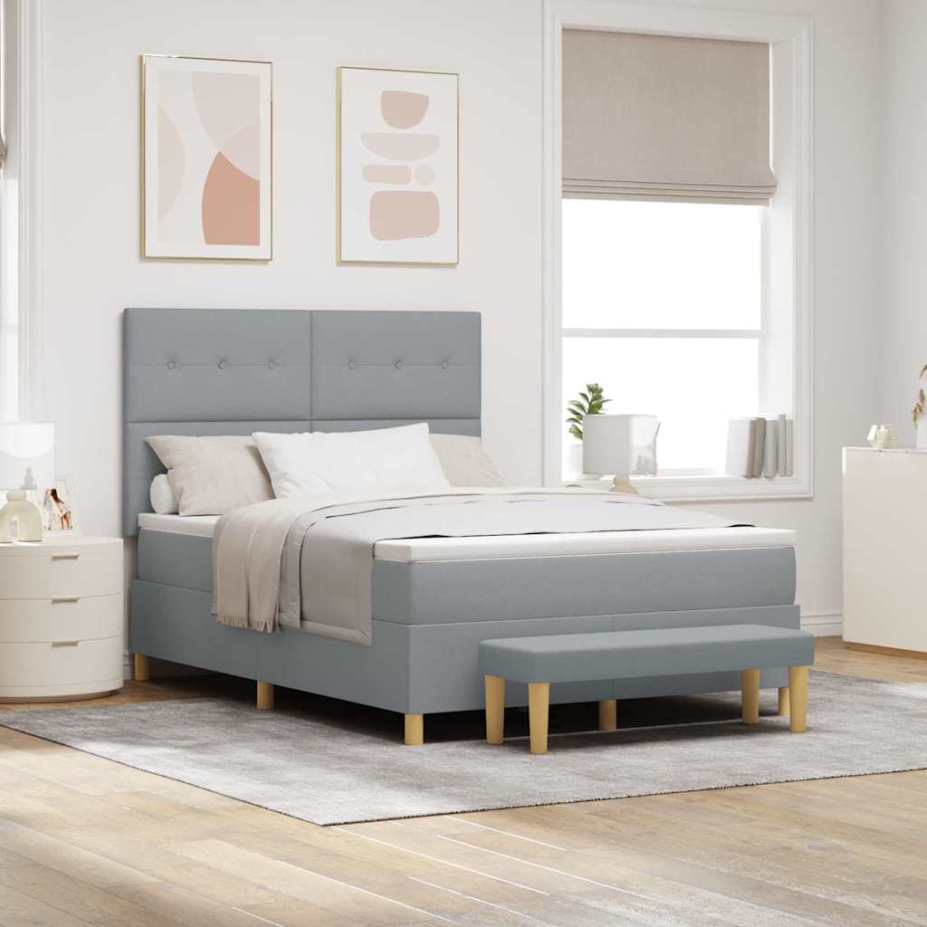 Box spring seng med hovedgærde Lysegrå 200 x 160 cm Stof