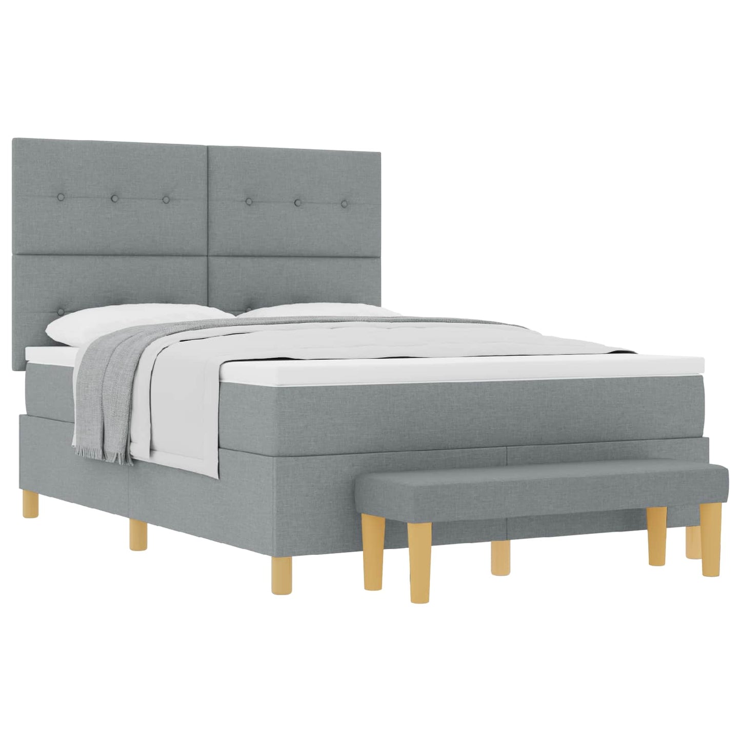 Box spring seng med hovedgærde Lysegrå 200 x 160 cm Stof