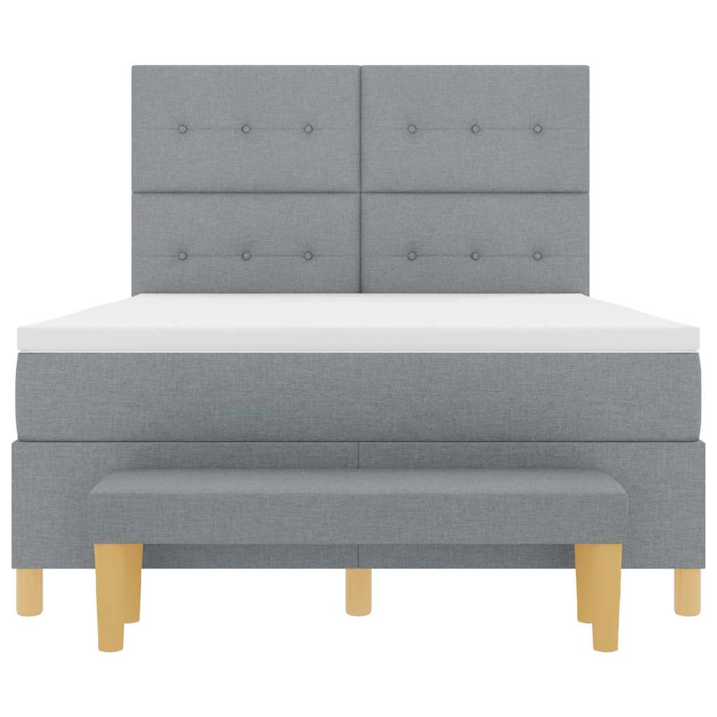 Box spring seng med hovedgærde Lysegrå 200 x 160 cm Stof