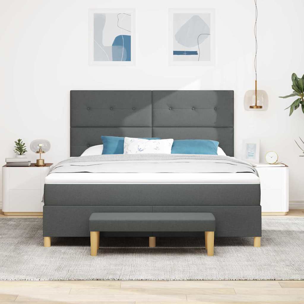 Box spring seng med hovedgærde Mørkegrå 200 x 180 cm Stof