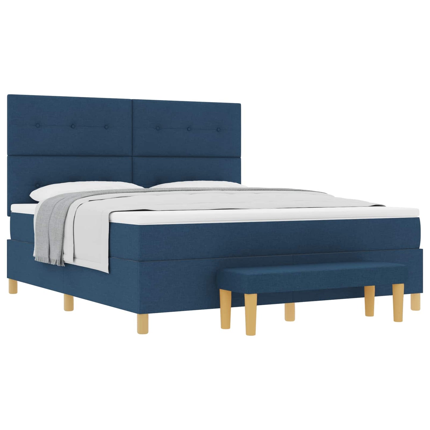Box spring seng med pude med hovedgærde Blå 200 x 180 cm Stof