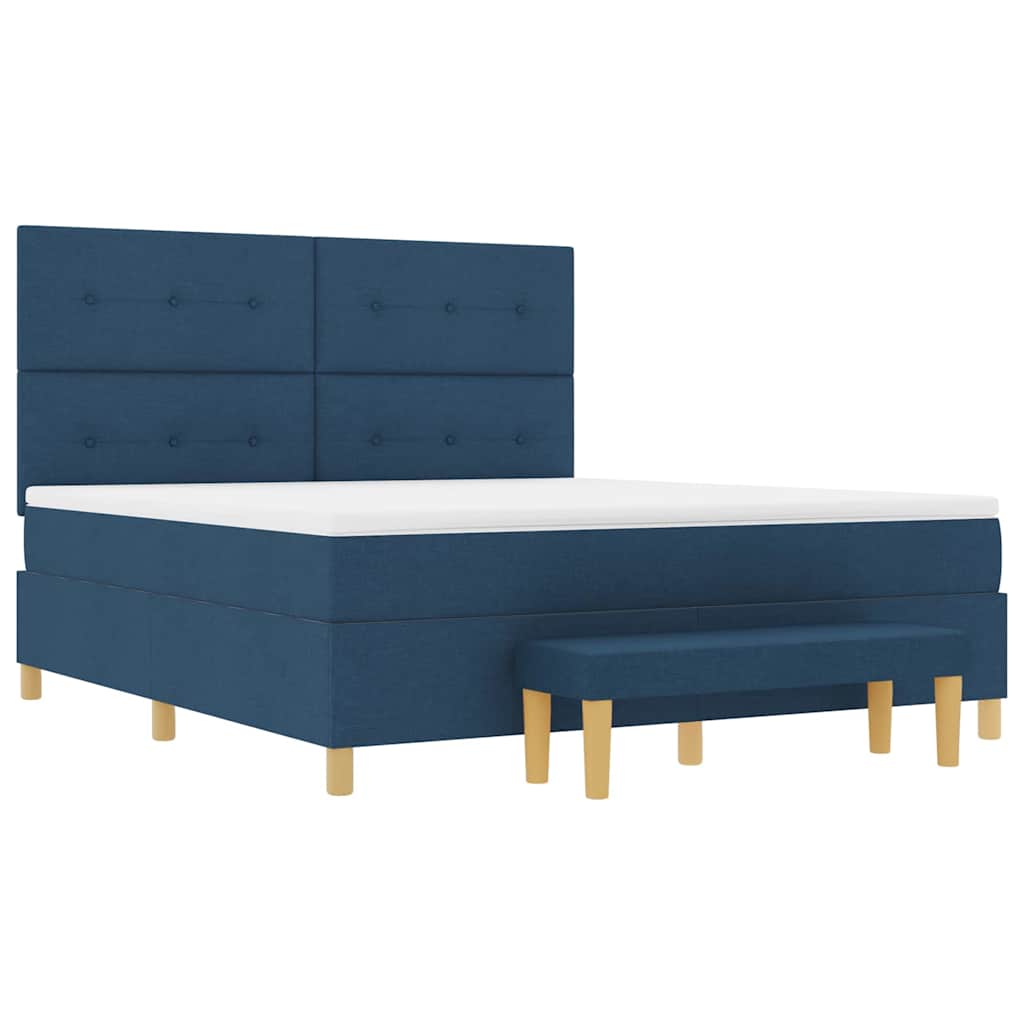 Box spring seng med pude med hovedgærde Blå 200 x 180 cm Stof