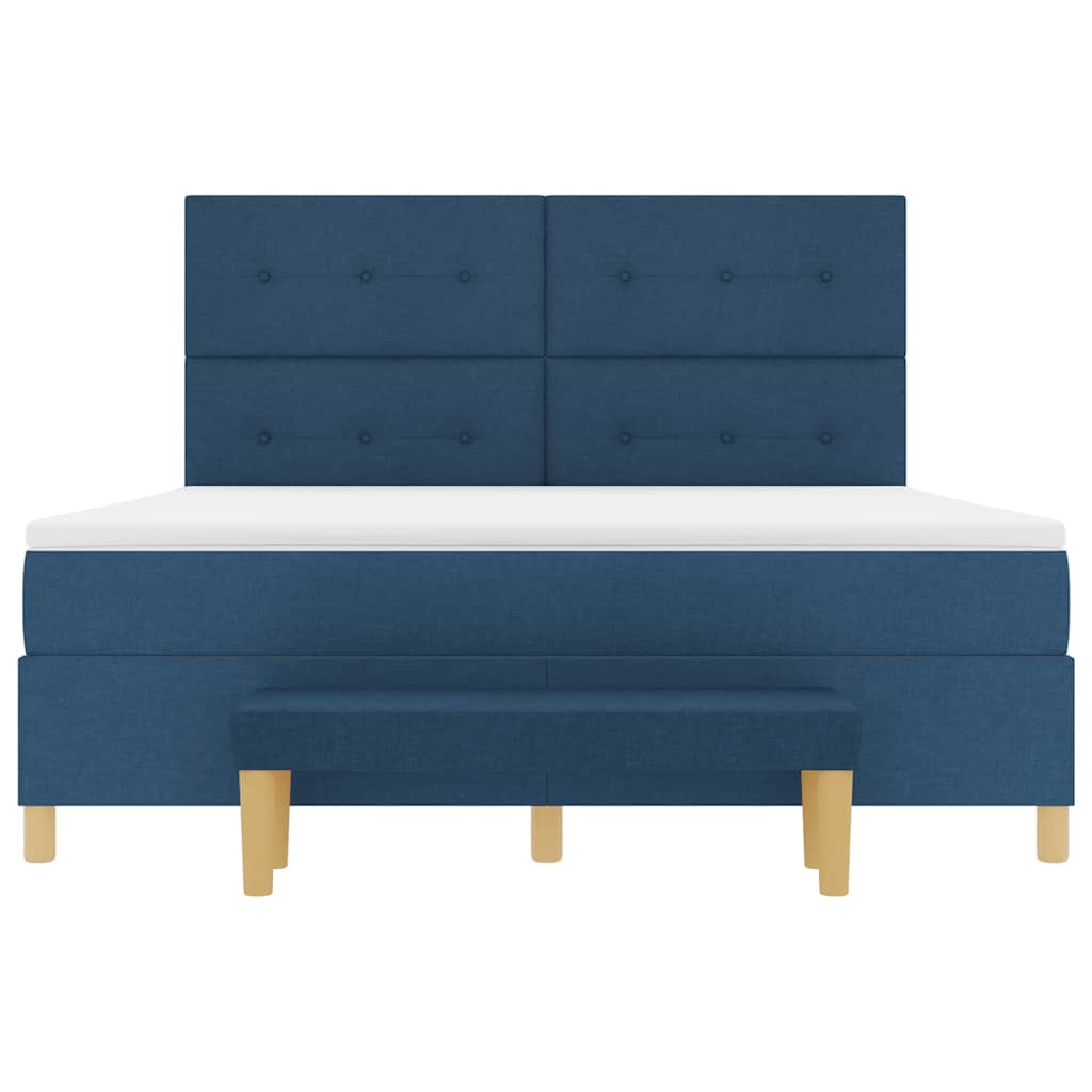 Box spring seng med pude med hovedgærde Blå 200 x 180 cm Stof