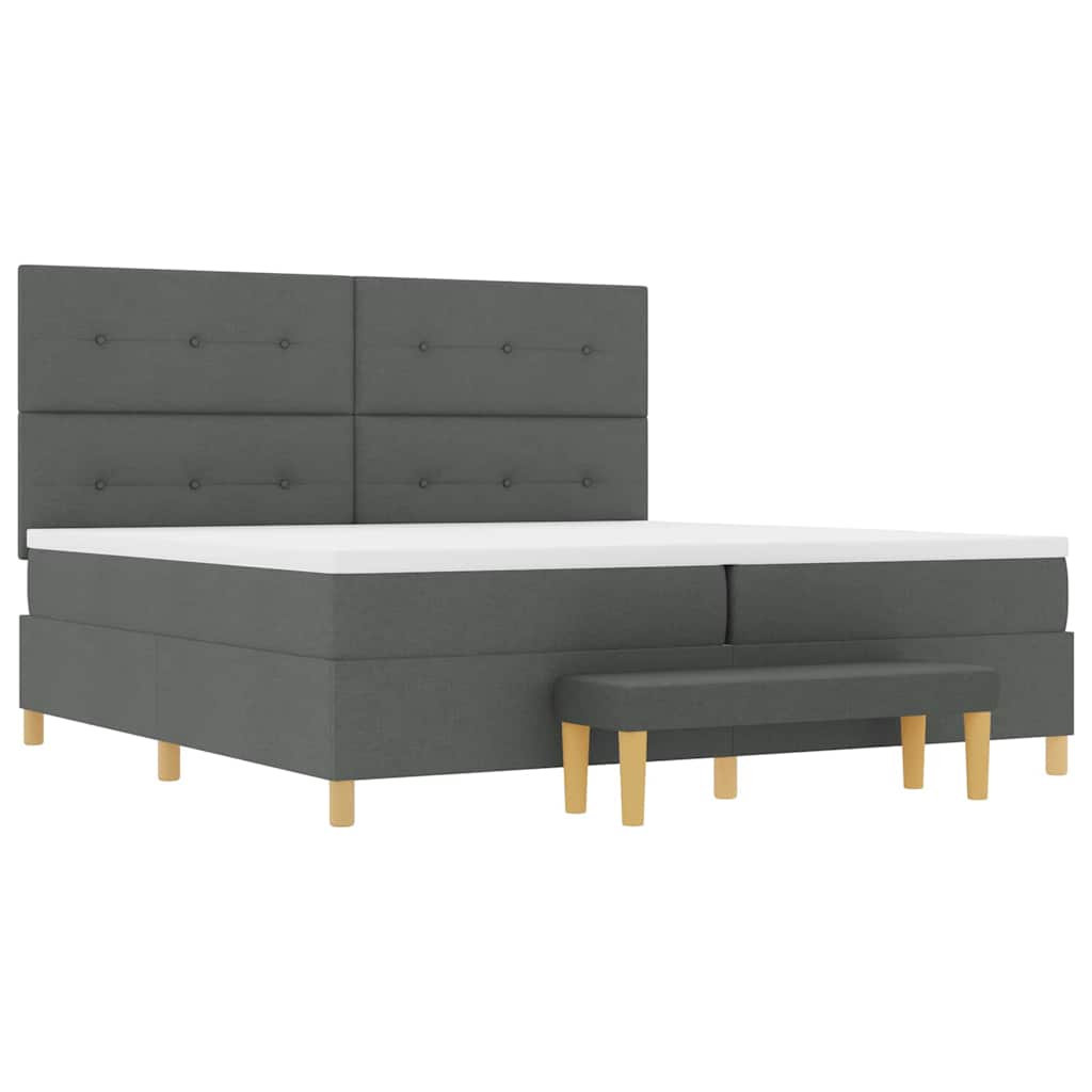 Box spring seng med hovedgærde Mørkegrå 200 x 200 cm Stof