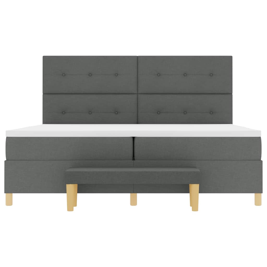 Box spring seng med hovedgærde Mørkegrå 200 x 200 cm Stof