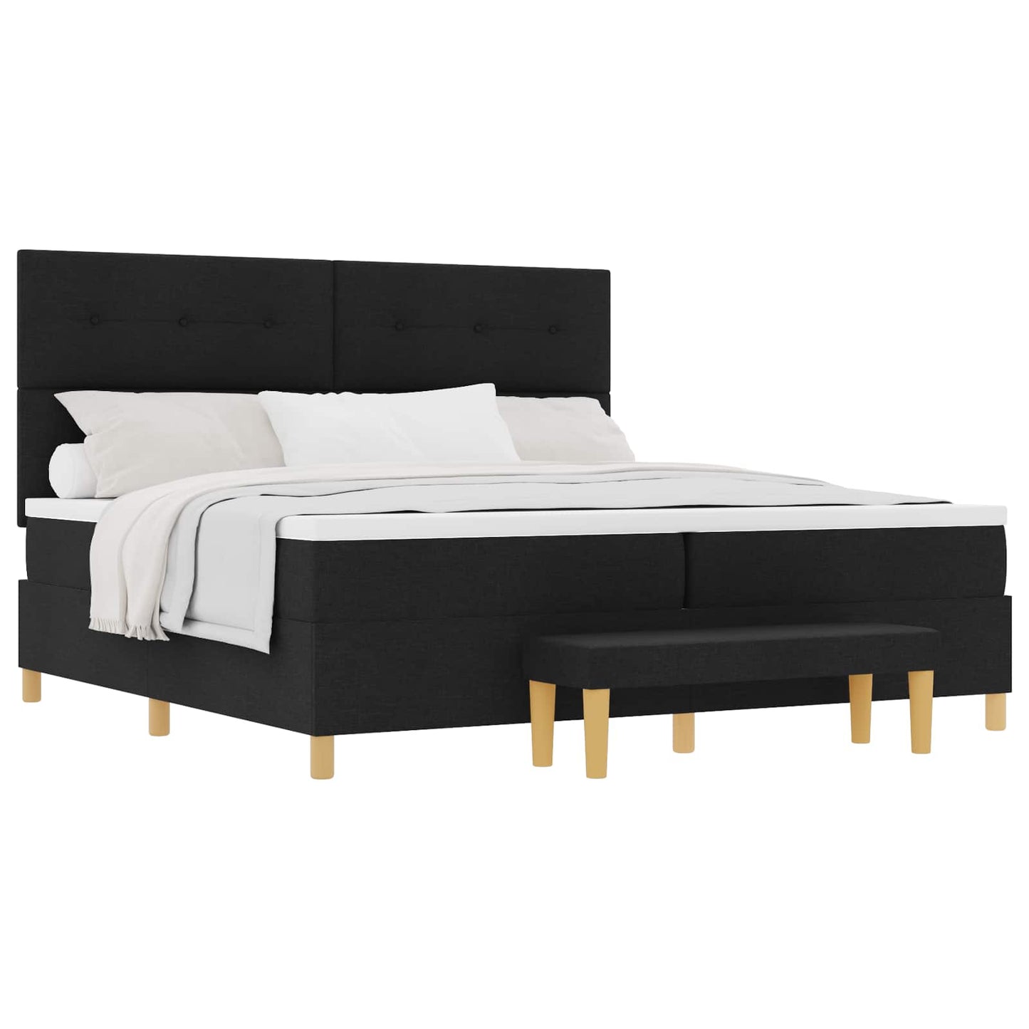 Box spring seng med hovedgærde Sort 200 x 200 cm Stof