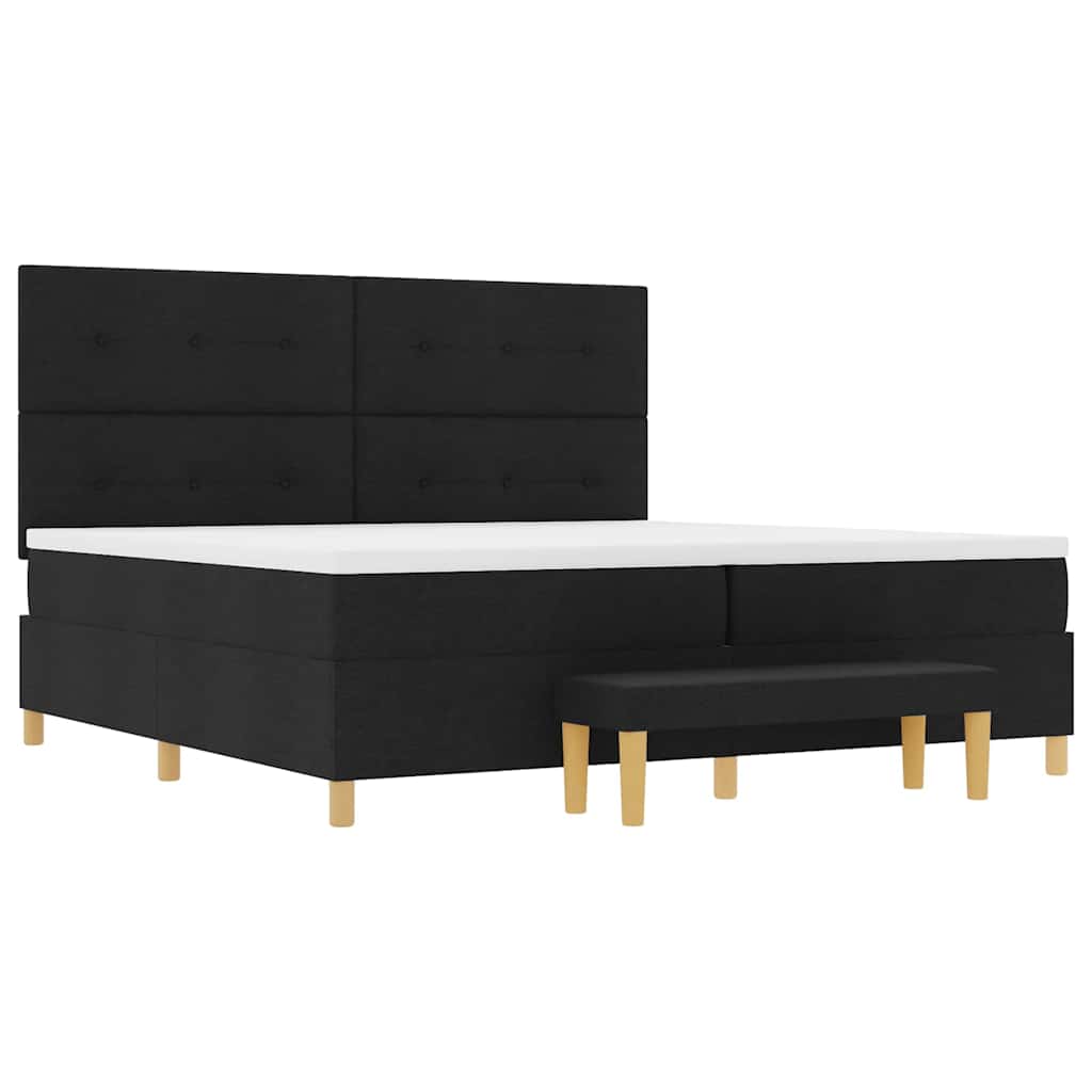Box spring seng med hovedgærde Sort 200 x 200 cm Stof