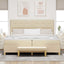 Box spring seng med hovedgærde Creme 200 x 200 cm Stof