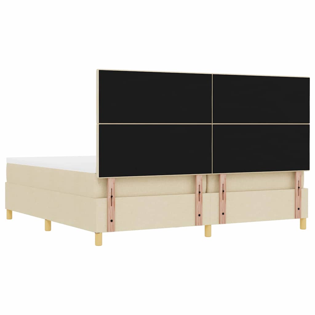 Box spring seng med hovedgærde Creme 200 x 200 cm Stof