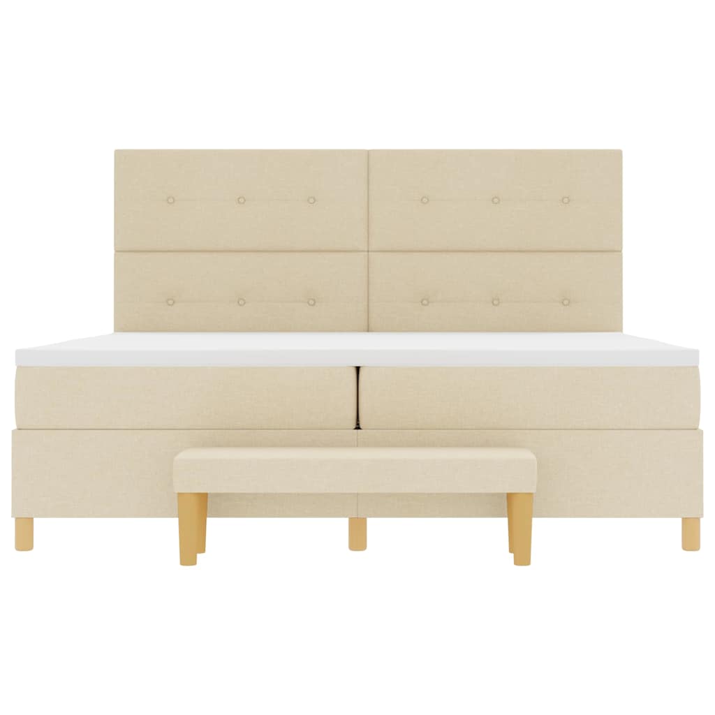 Box spring seng med hovedgærde Creme 200 x 200 cm Stof