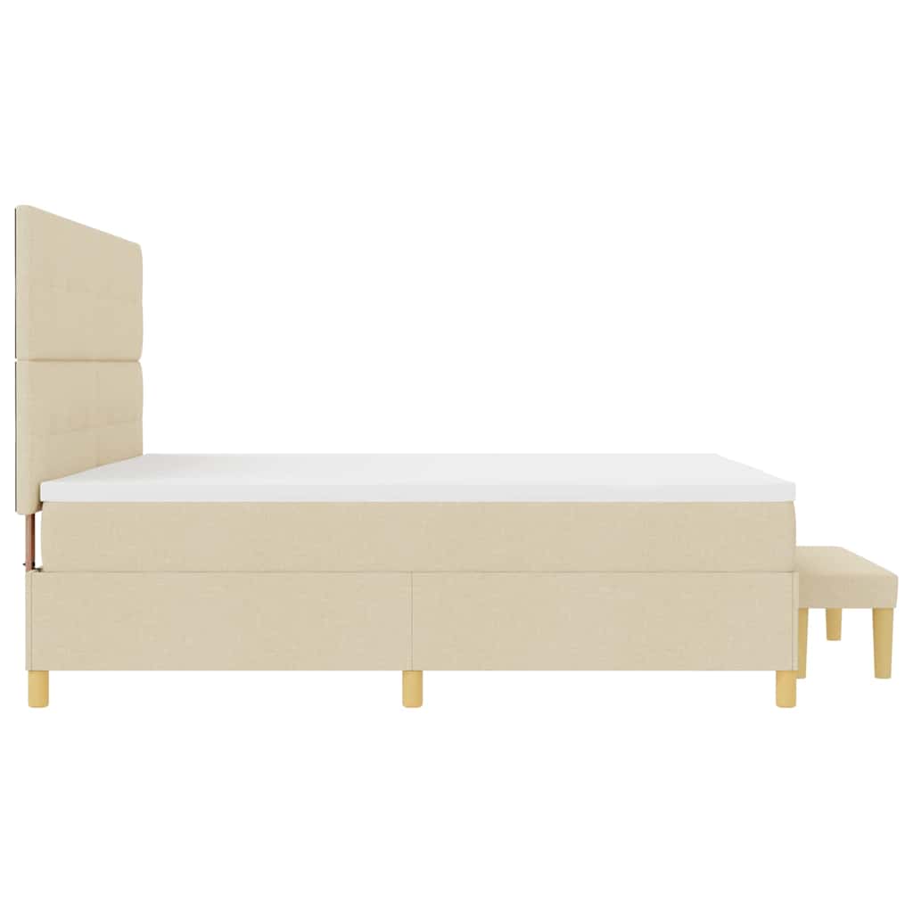 Box spring seng med hovedgærde Creme 200 x 200 cm Stof