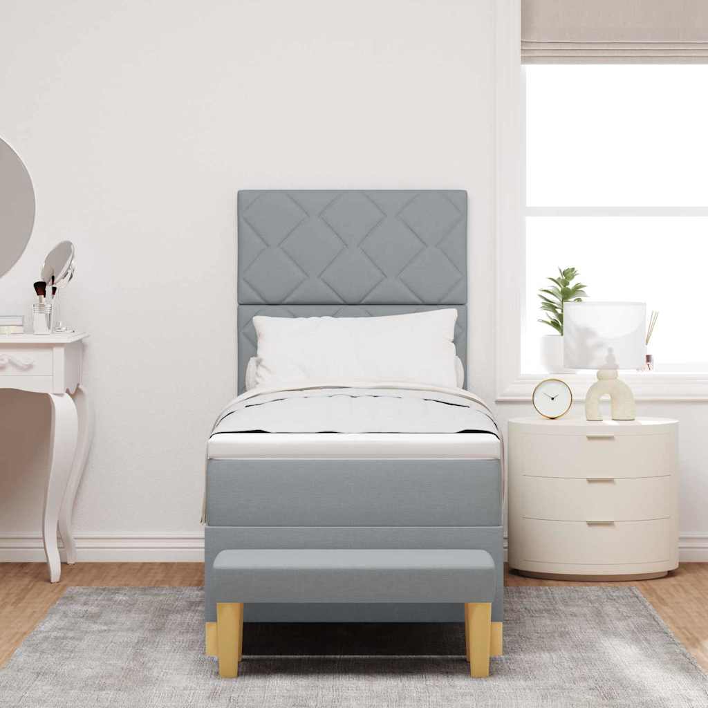 Box spring seng med hovedgærde Lysegrå 200 x 80 cm Stof