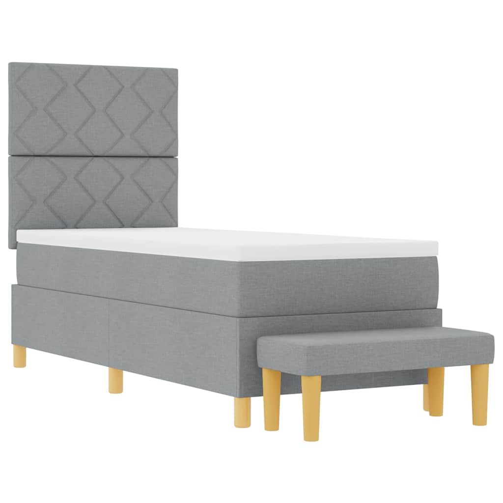 Box spring seng med hovedgærde Lysegrå 200 x 80 cm Stof