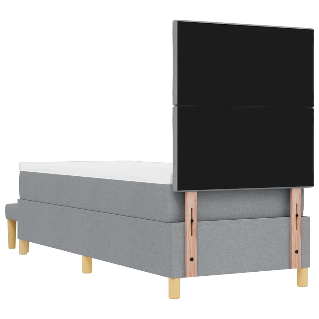 Box spring seng med hovedgærde Lysegrå 200 x 80 cm Stof