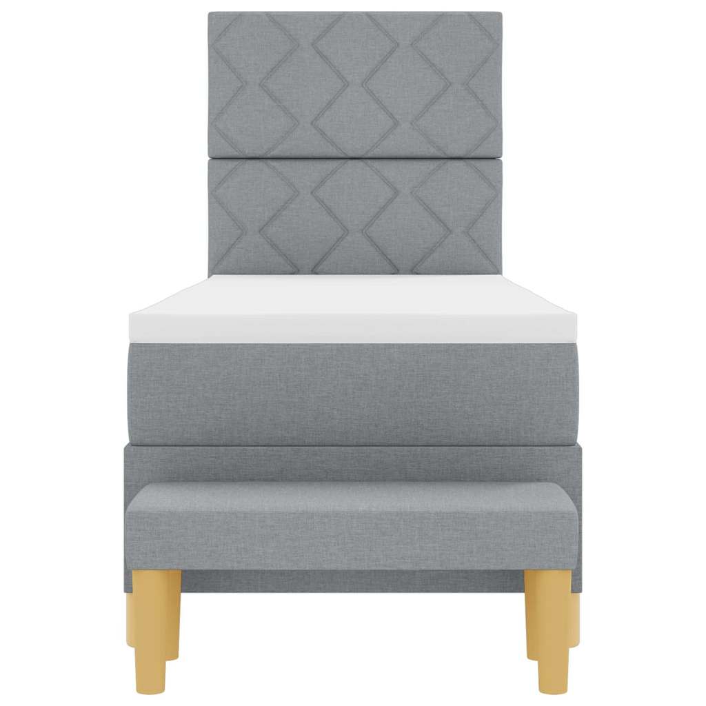 Box spring seng med hovedgærde Lysegrå 200 x 80 cm Stof