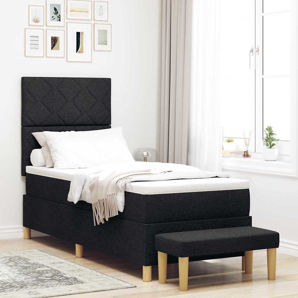 Box spring seng med pude med hovedgærde Sort 200 x 80 cm Stof