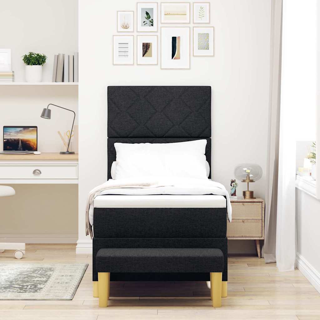 Box spring seng med pude med hovedgærde Sort 200 x 80 cm Stof