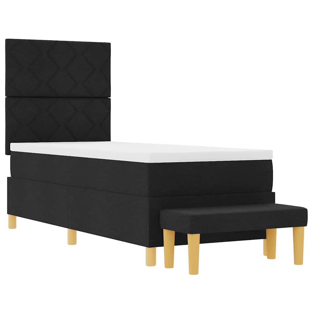 Box spring seng med pude med hovedgærde Sort 200 x 80 cm Stof