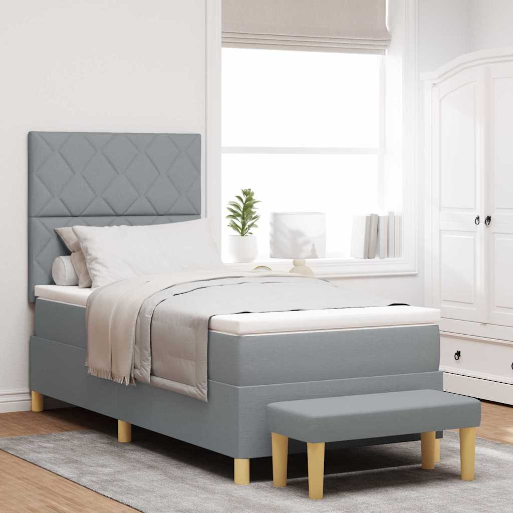 Box spring seng med pude Lysegrå 190 x 90 cm Stof