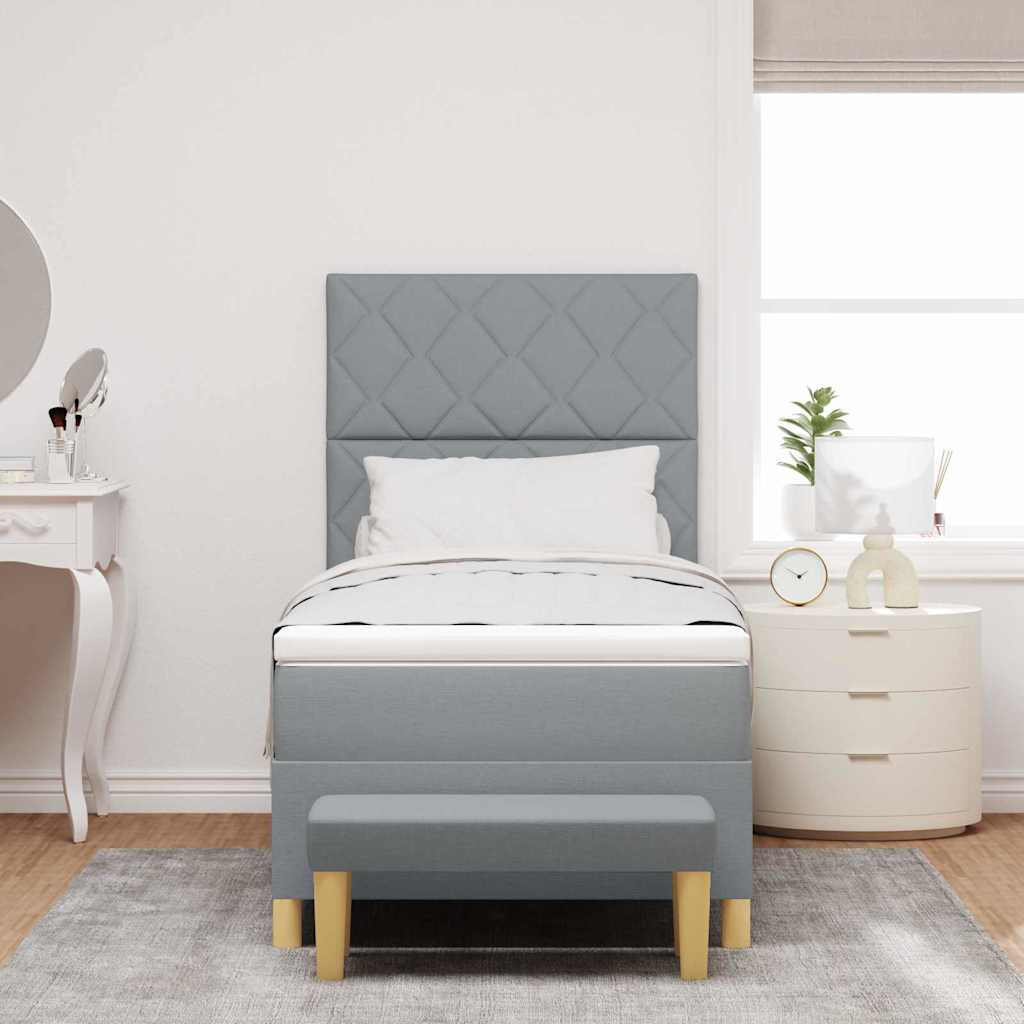 Box spring seng med pude Lysegrå 190 x 90 cm Stof