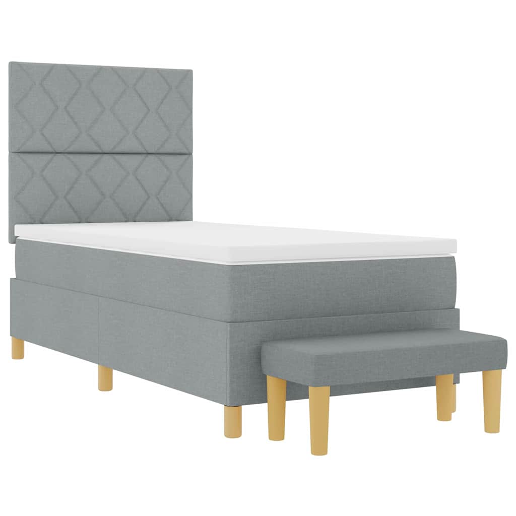 Box spring seng med pude Lysegrå 190 x 90 cm Stof