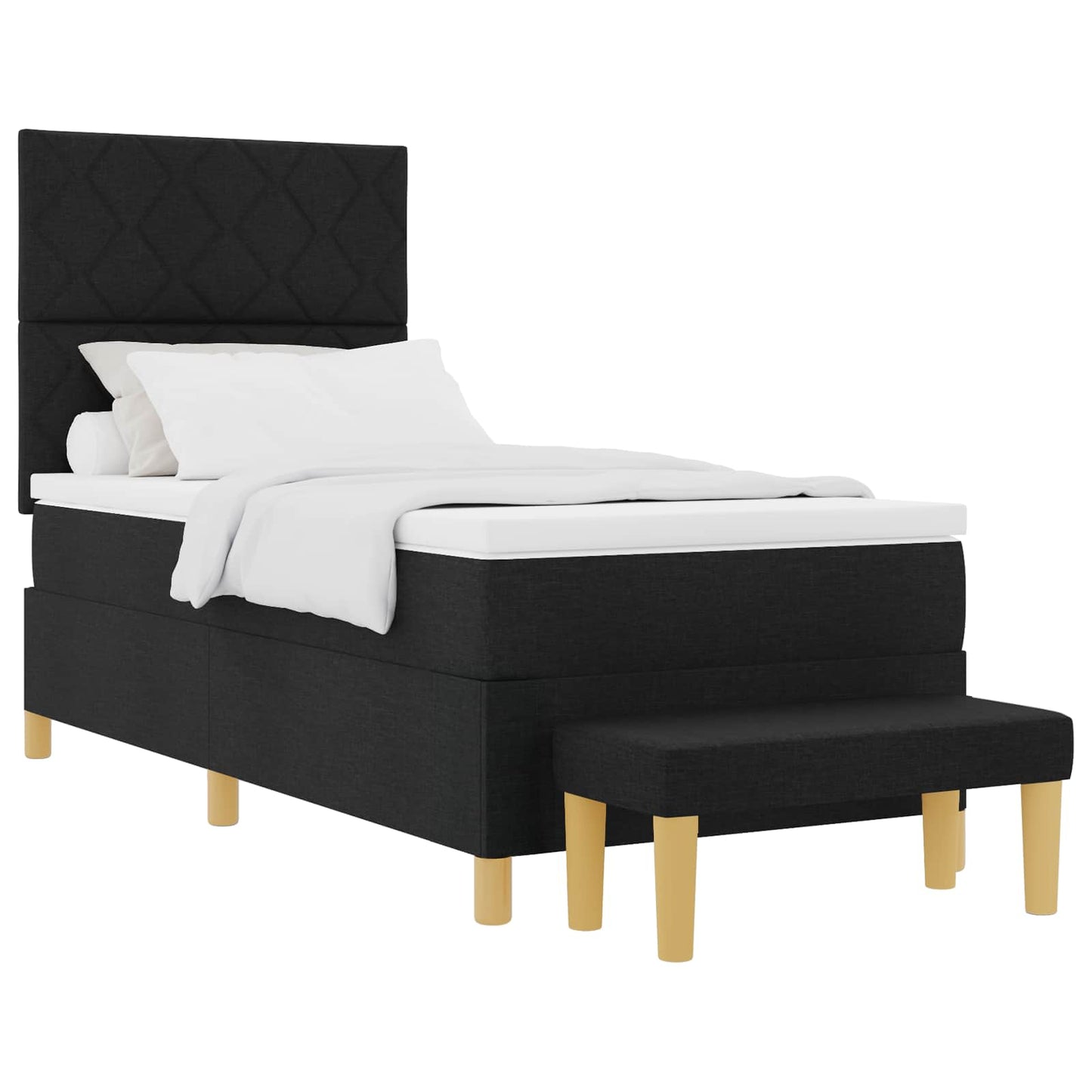 Box spring seng med pude med hovedgærde Sort 190 x 90 cm Stof