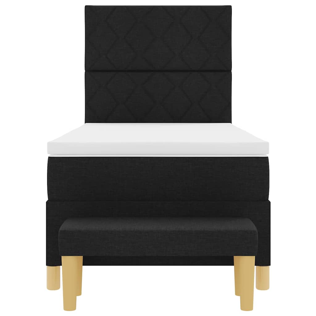 Box spring seng med pude med hovedgærde Sort 190 x 90 cm Stof