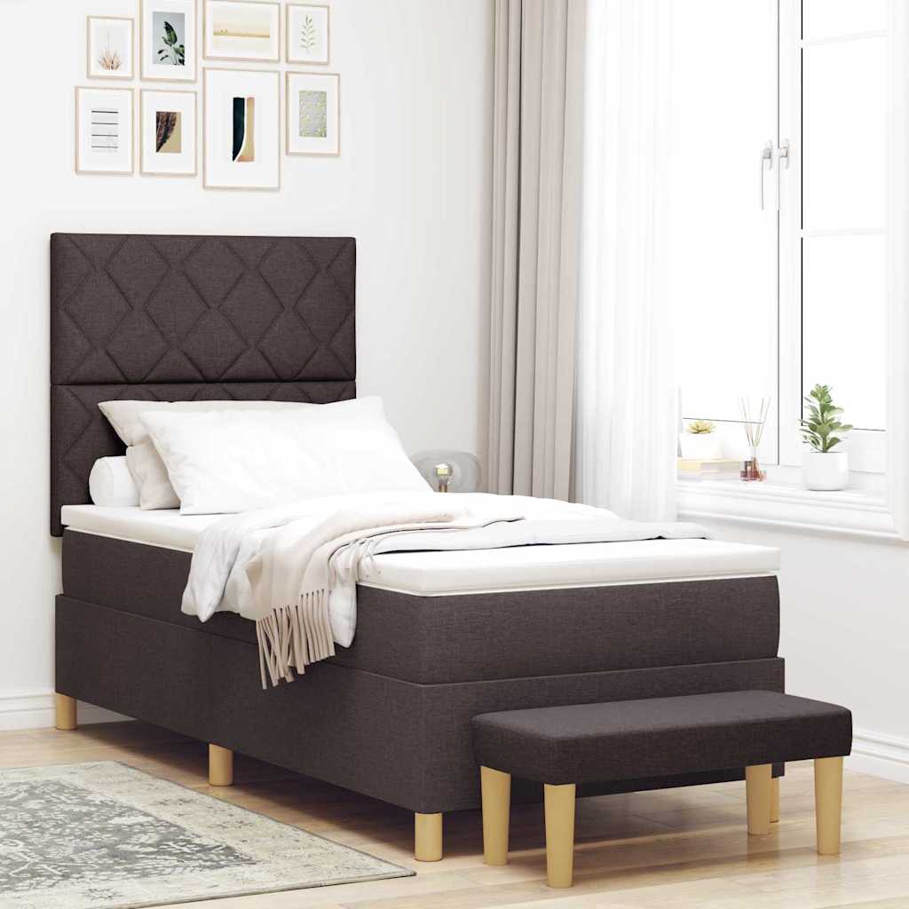 Box spring seng med hovedgærde Mørk Brun 190 x 90 cm Stof
