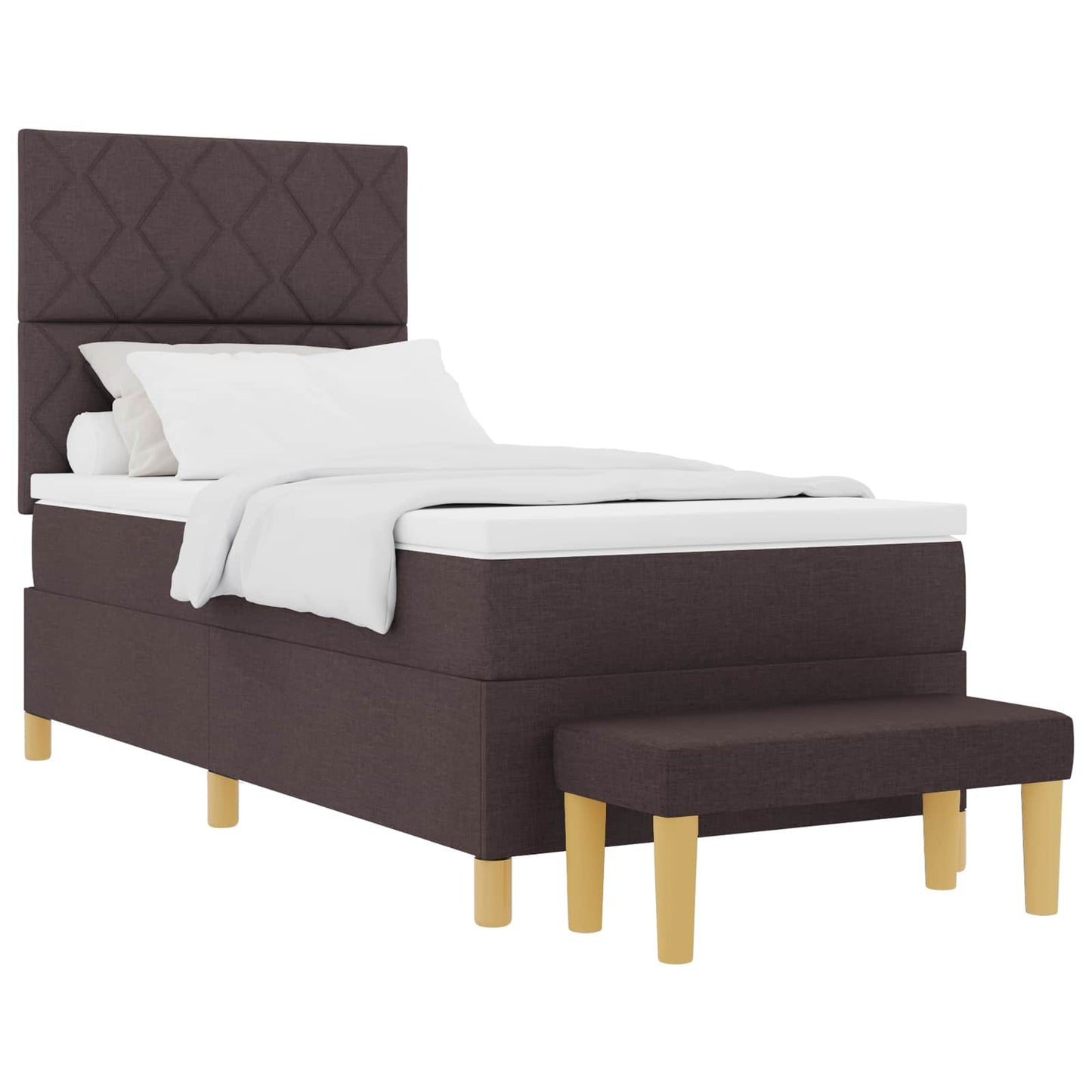 Box spring seng med hovedgærde Mørk Brun 190 x 90 cm Stof