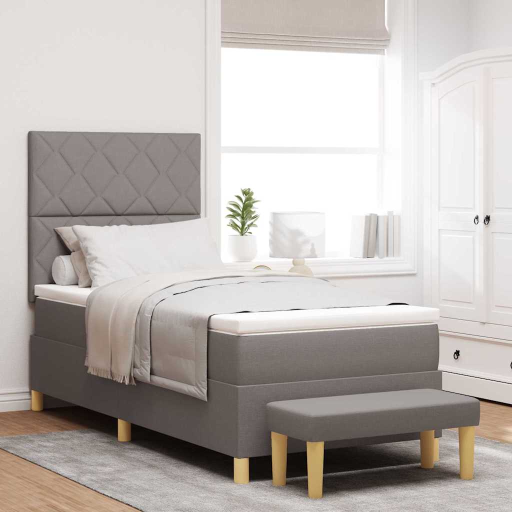 Box spring seng med pude Gråbrun 190 x 90 cm Stof
