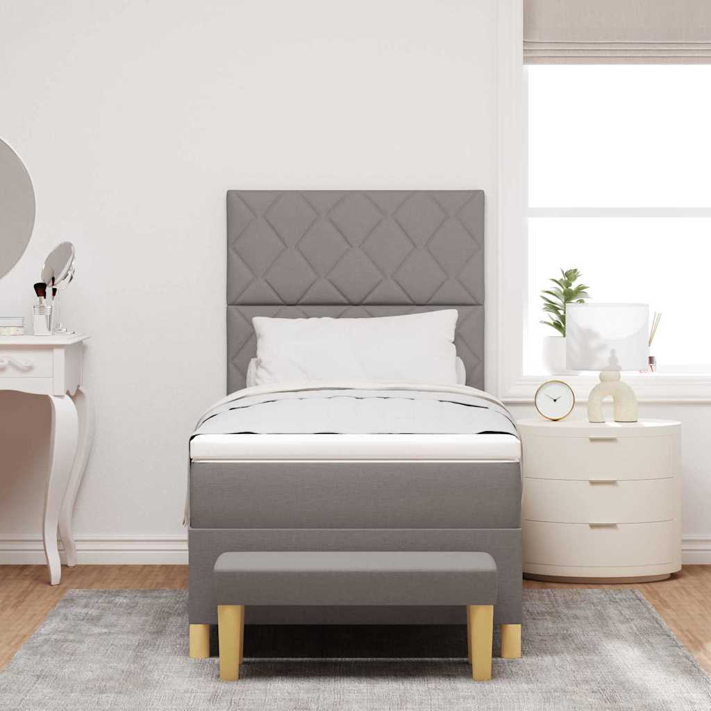 Box spring seng med pude Gråbrun 190 x 90 cm Stof