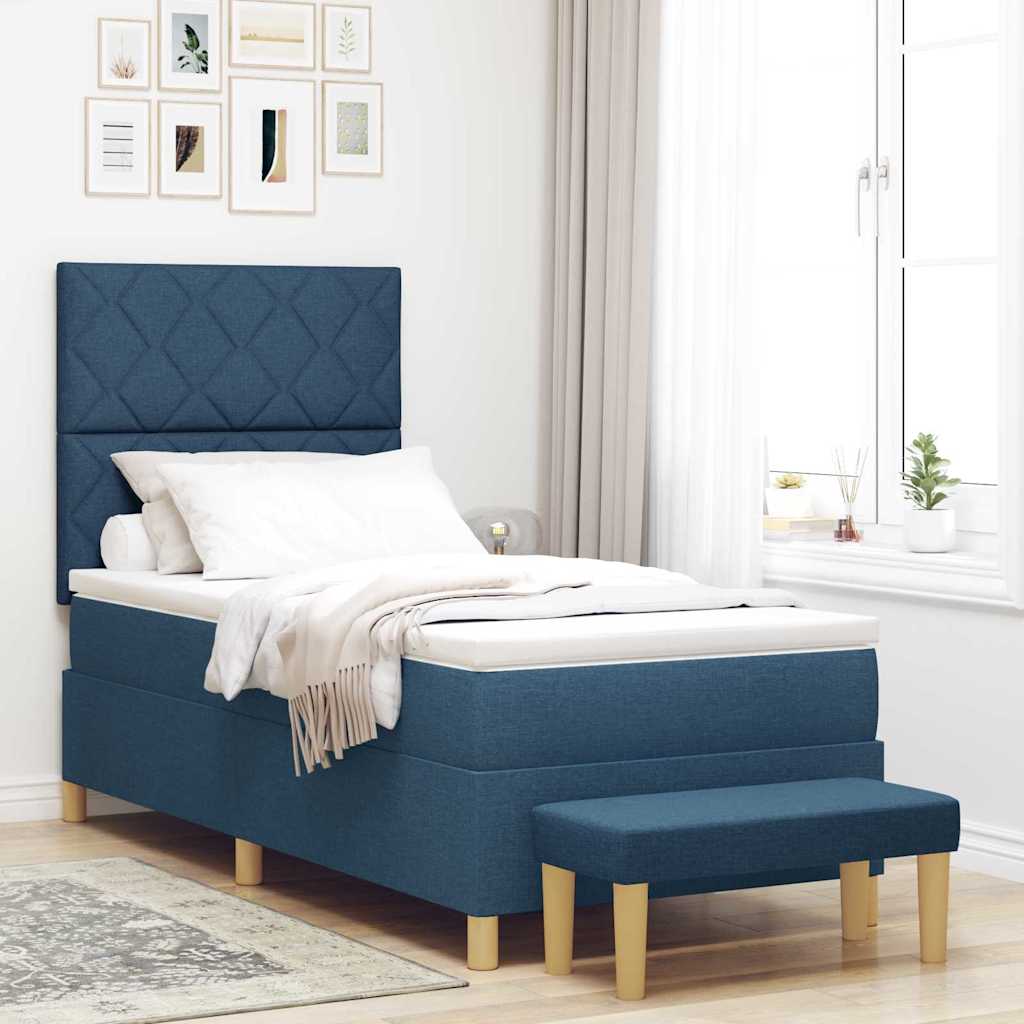 Box spring seng med hovedgærde Blå 190 x 90 cm Stof