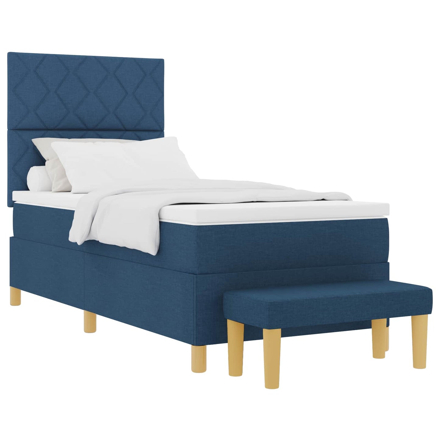 Box spring seng med hovedgærde Blå 190 x 90 cm Stof