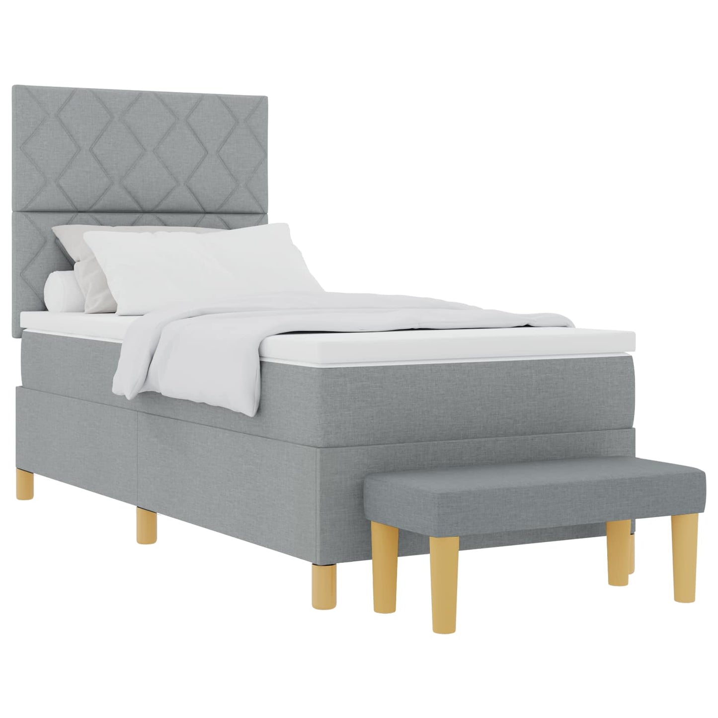 Box spring seng med hovedgærde Lysegrå 200 x 80 cm Stof