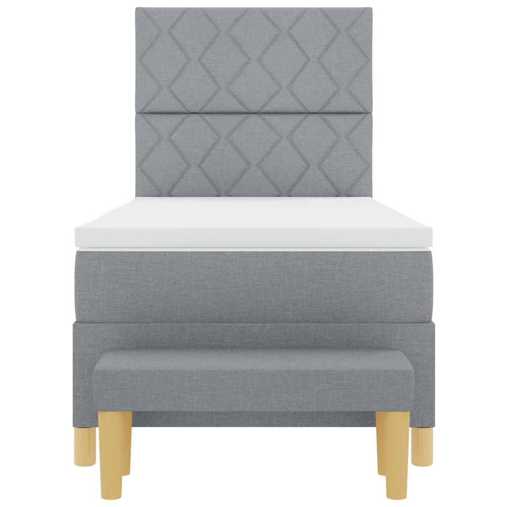Box spring seng med hovedgærde Lysegrå 200 x 80 cm Stof