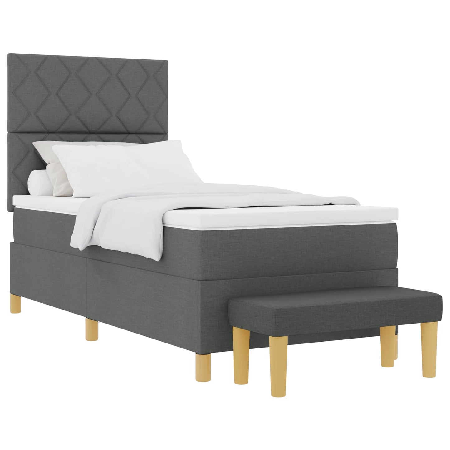 Box spring seng med hovedgærde Mørkegrå 200 x 90 cm Stof
