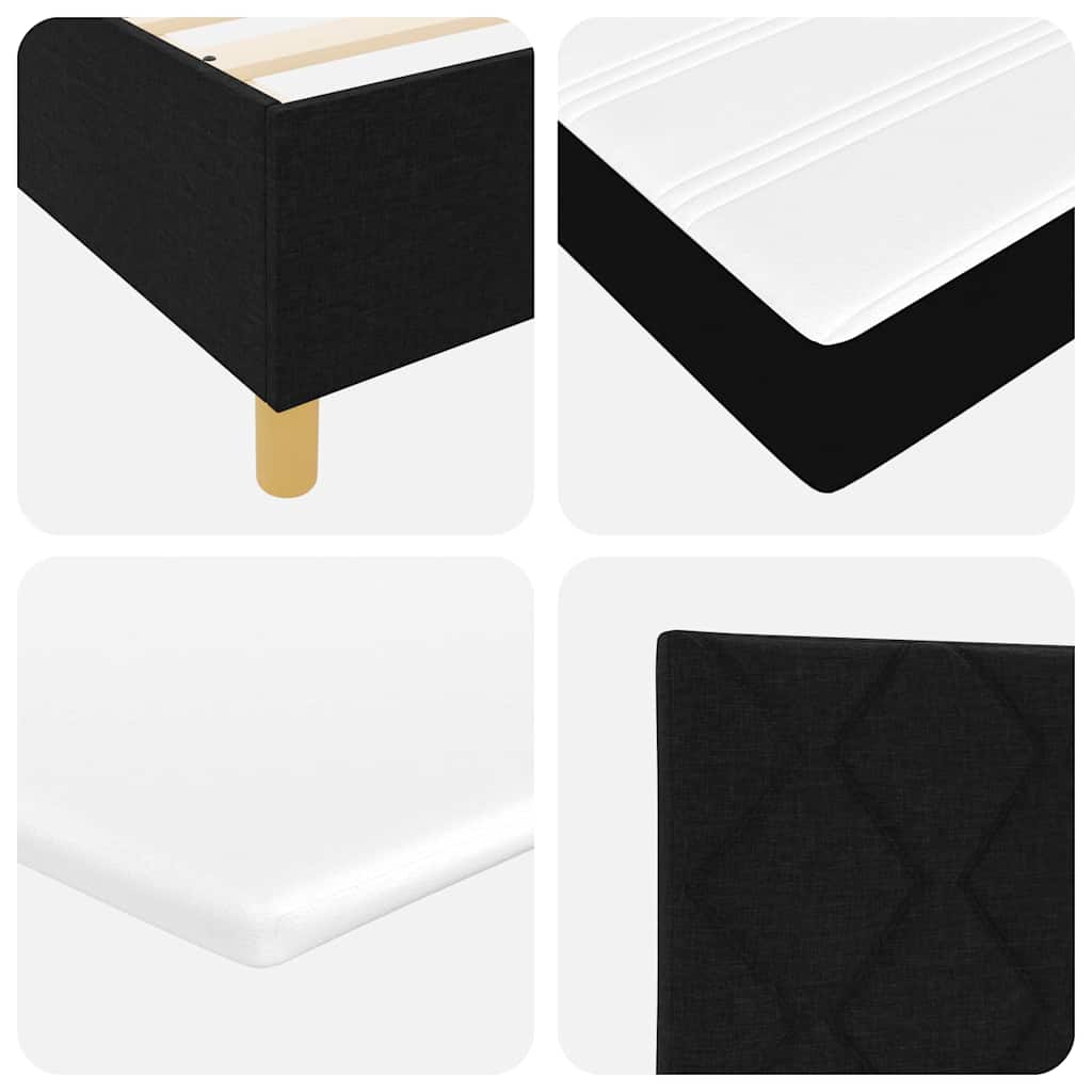 Box spring seng med pude med hovedgærde Sort 200 x 90 cm Stof