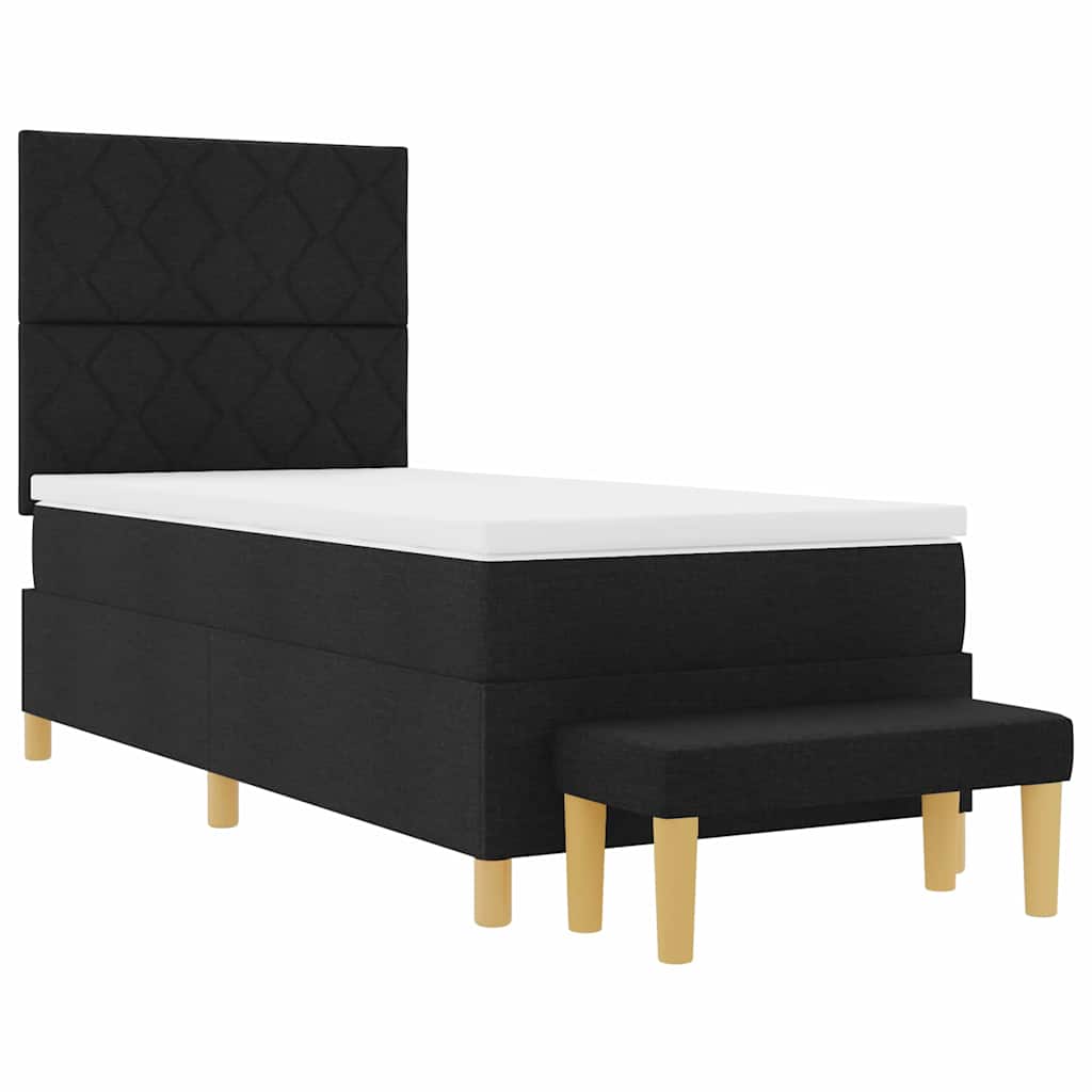Box spring seng med pude med hovedgærde Sort 200 x 90 cm Stof