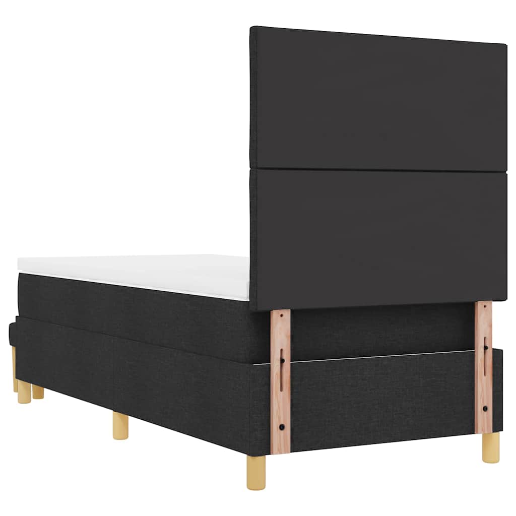 Box spring seng med pude med hovedgærde Sort 200 x 90 cm Stof
