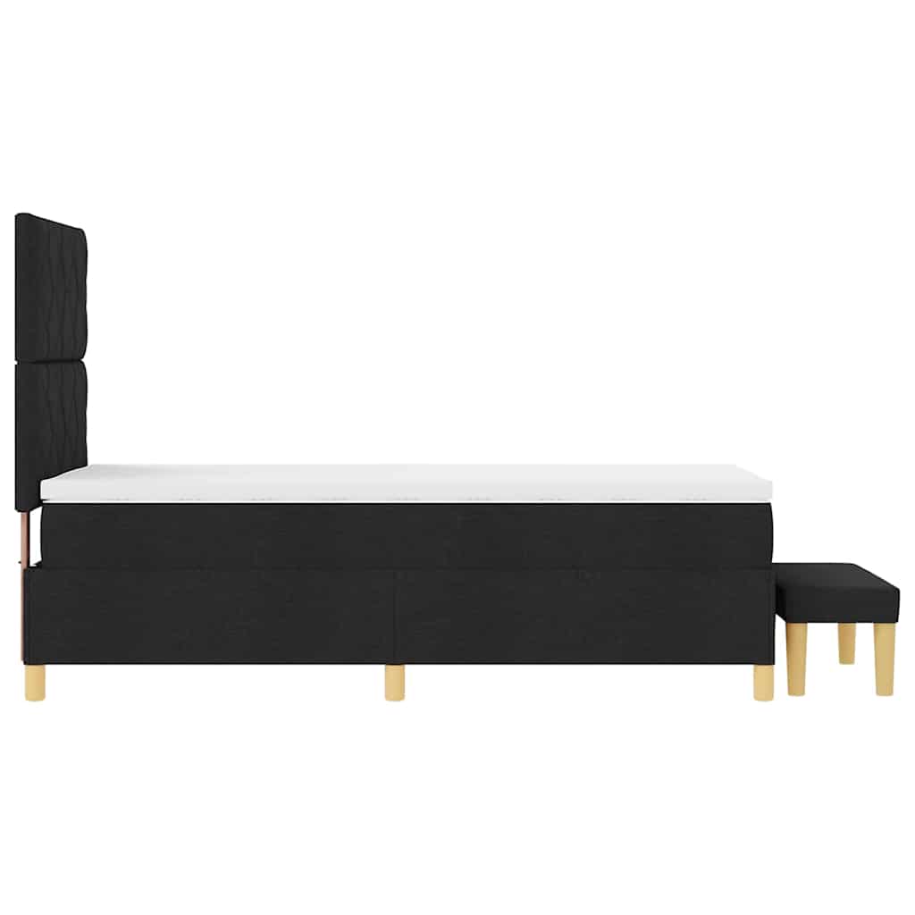Box spring seng med pude med hovedgærde Sort 200 x 90 cm Stof