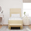Box spring seng med hovedgærde Creme 200 x 90 cm Stof