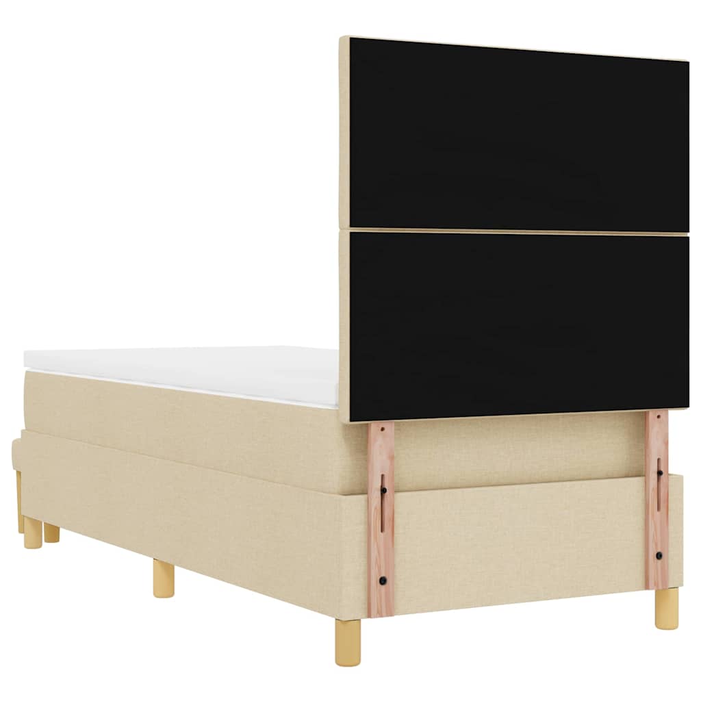 Box spring seng med hovedgærde Creme 200 x 90 cm Stof