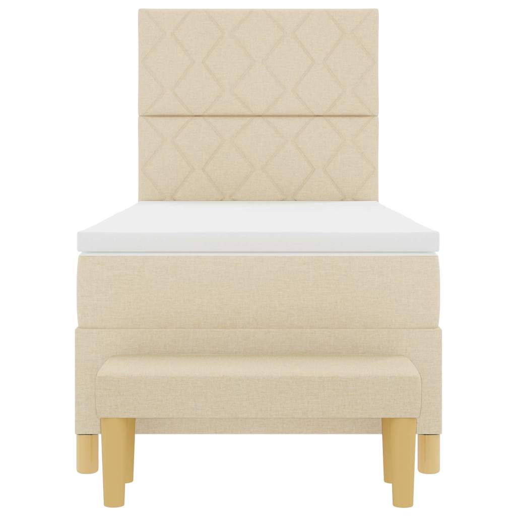 Box spring seng med hovedgærde Creme 200 x 90 cm Stof