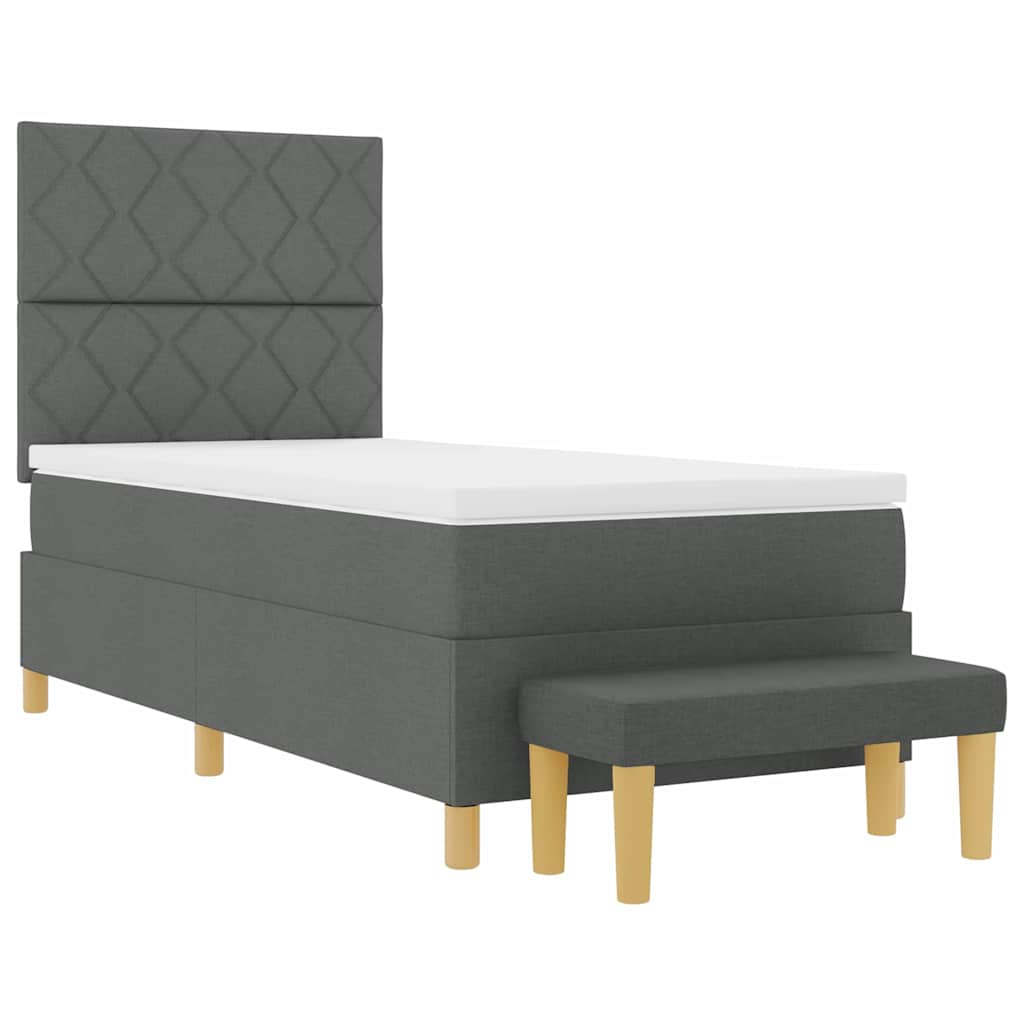 Box spring seng med pude Mørkegrå 200 x 100 cm Stof